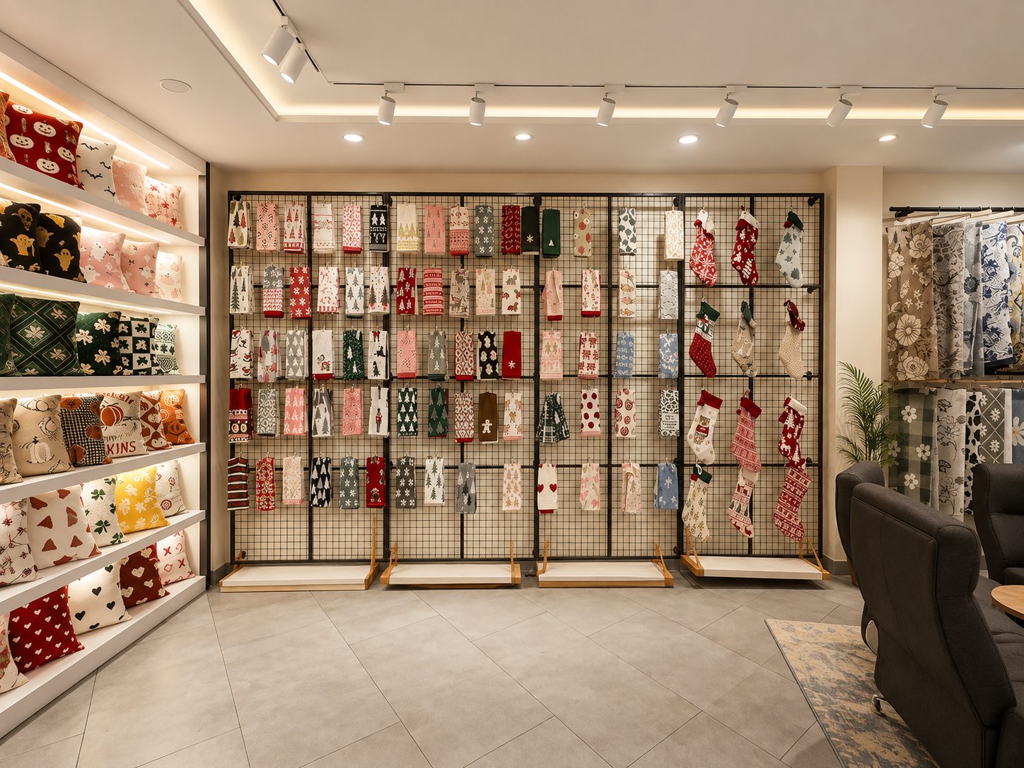 The display wall of the Vertex Industries showroom at Plot 773