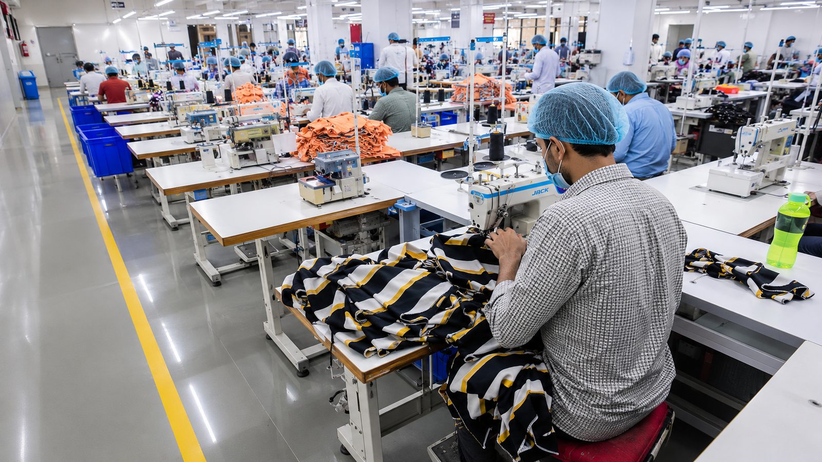 Operators at the sewing machines at Plot 83