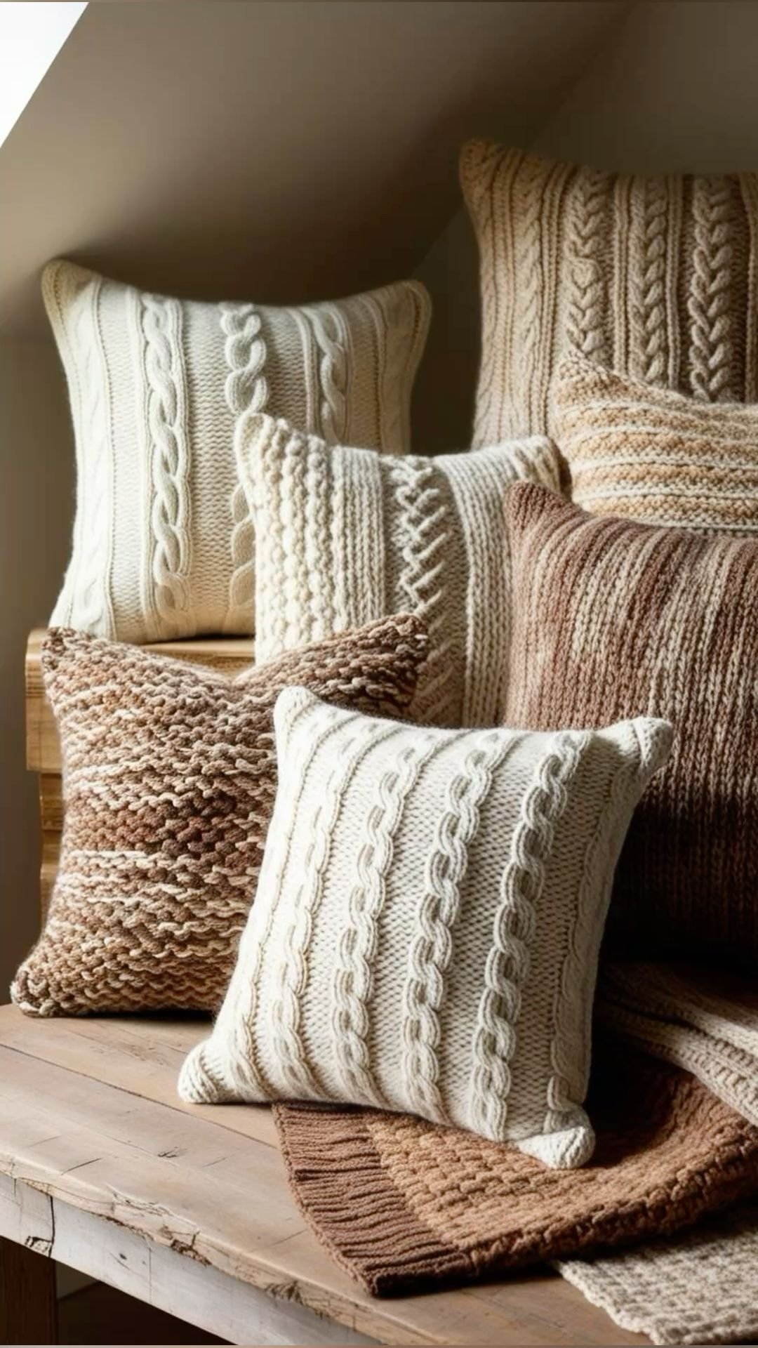 Chunky knitted cushion close-up