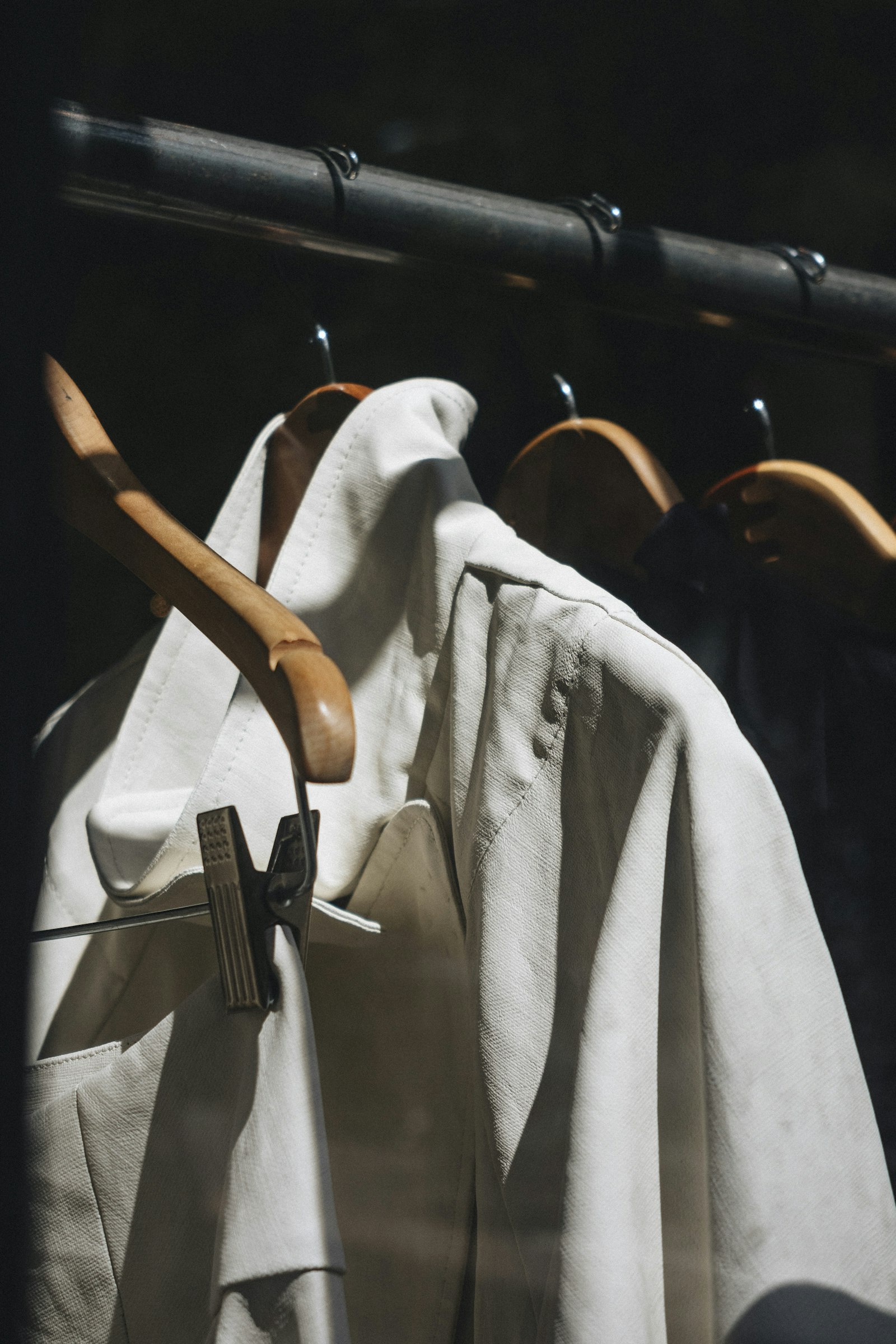 Poplin shirts on a rail